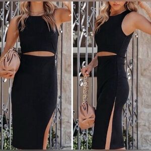 🦋 PrettyGarden Black Ribbed Bodycon Dress